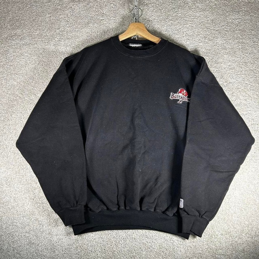 Vintage 90s Tampa Bay Buccaneers Logo Athletic Black Crewneck Sweatshirt Size XL